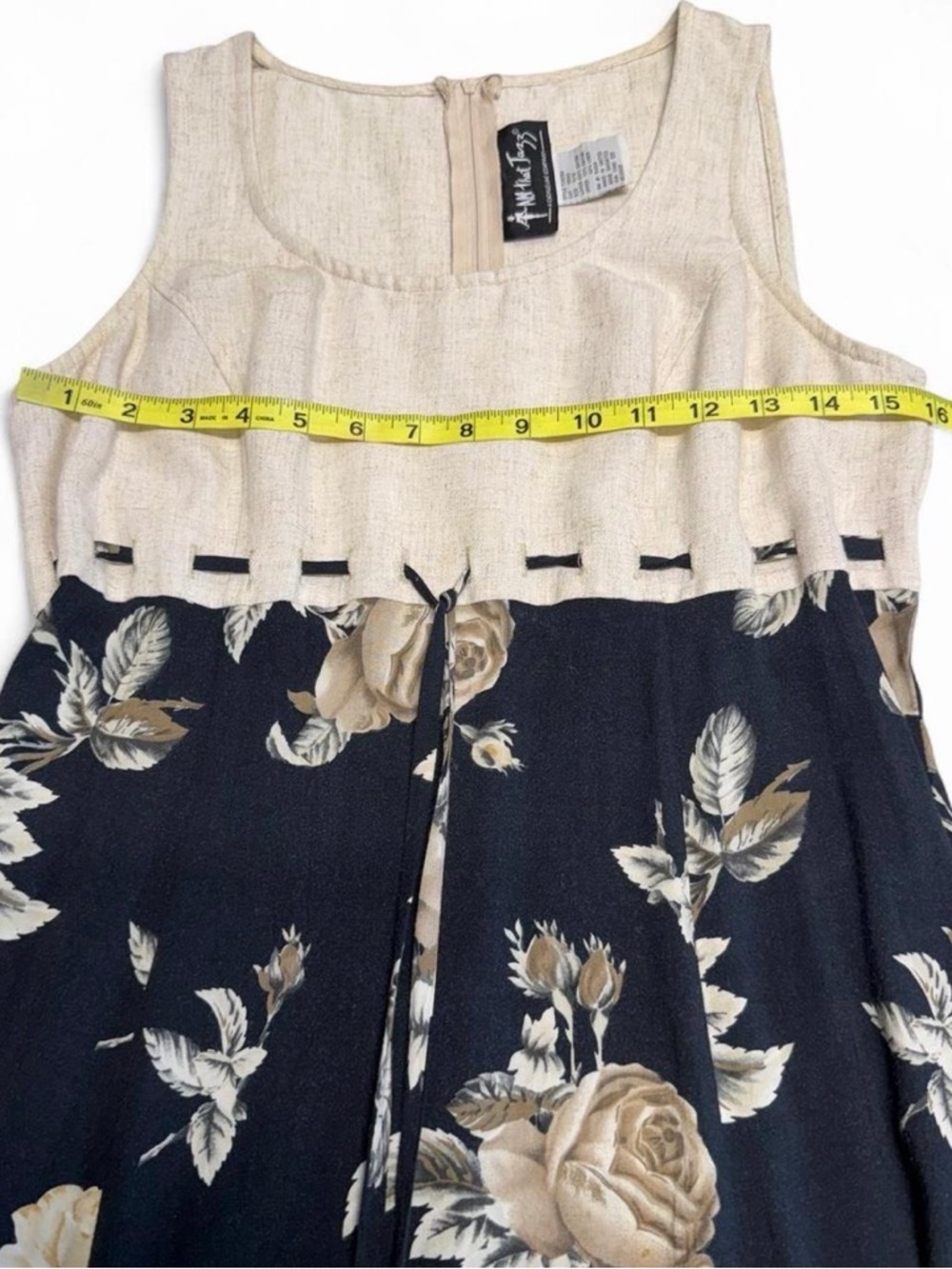 Vintage 90’s Linen Blend Floral Maxi Dress Women’s 11/12 Cottagecore Summer - Picture 4 of 5